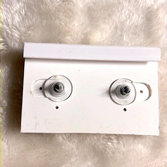 LIZ CLAIBORNE 💙 SILVER BLUE GEM STONE & BABY BLUE RHINESTONES PIERCED EARRINGS - Picture 4 of 7